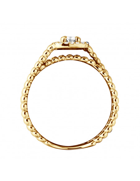 Bague Solitaire Diamant Entourage - 0.35 Carats - Or 375 - MACAO