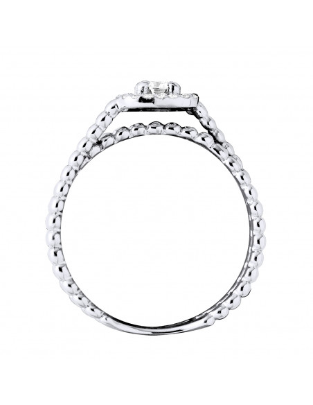 Bague Solitaire Diamant Entourage - 0.35 Carats - Or 375 - MACAO