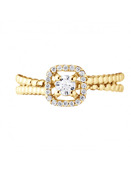 Bague Solitaire Diamant Entourage - 0.35 Carats - Or 375 - MACAO