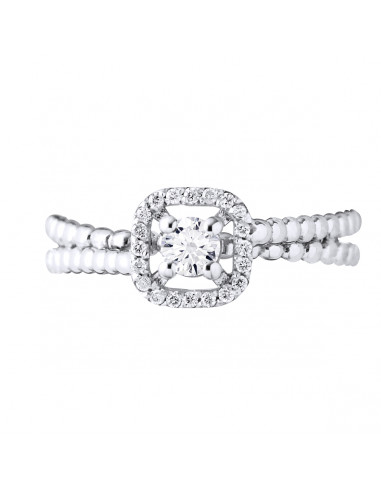 Bague Solitaire Diamant Entourage - 0.35 Carats...