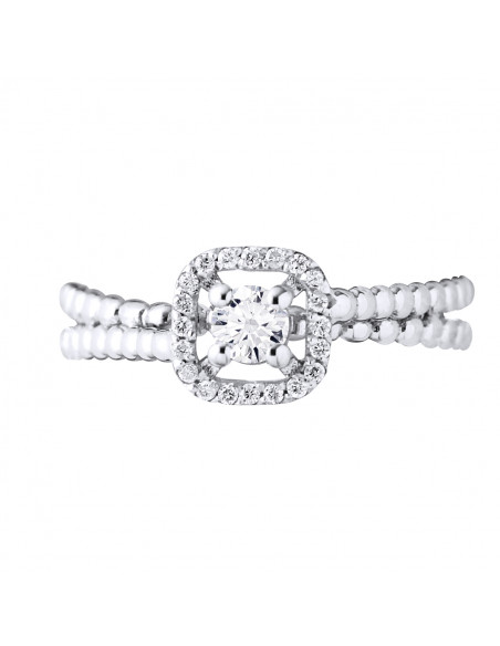Bague Solitaire Diamant Entourage - 0.35 Carats - Or 375 - MACAO
