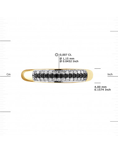 Alliance Diamants Noirs et Blancs 0.260 Carats...