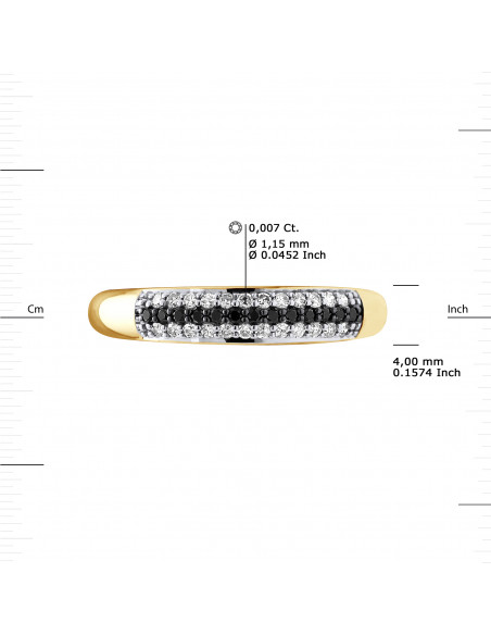 Alliance Diamants Noirs et Blancs 0.260 Carats - Or 375 - SAINTENY