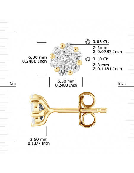 Diamond Prestige Earrings 0.56 carats - Illusion 1 Carat - Gold 375 - Sussex