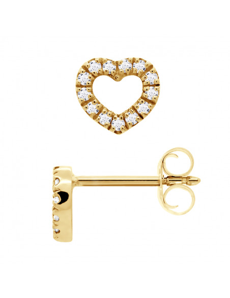 Earrings Heart Diamonds 0.120 Carats - Gold 375 - Capri