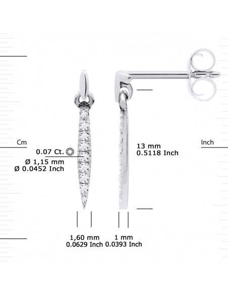 Boucles d'Oreilles Pendantes Diamants 0,070 Carats - Or 375 - OXFORD