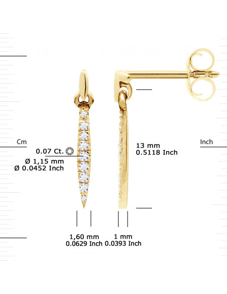 Diamond Diamond Earrings 0.070 Carats - Gold 375 - Oxford