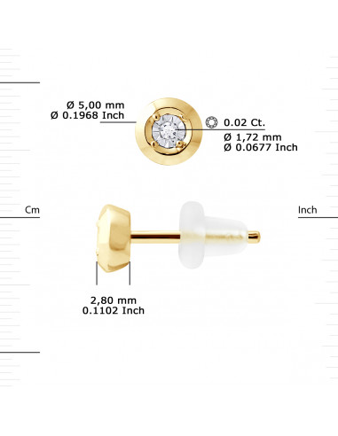 Boucles d'Oreilles Diamants 0,020 Carats -...