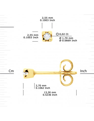 Clous d'Oreilles Diamants Classiques - Tailles...