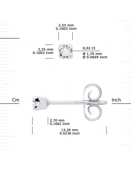 Classic Diamond Ear Nails - Sizes from 0.040 to 0.10 Carats - Gold 375 - New York