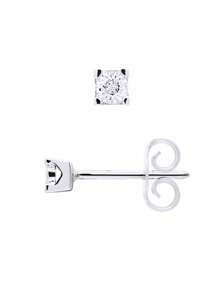 Boucles d'Oreilles Diamants 0,040 Carats - Illusion 0.25 Carats - Or 375 - UTRECHT