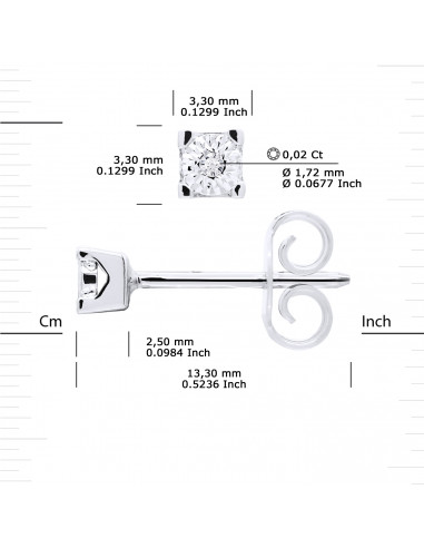Boucles d'Oreilles Diamants 0,040 Carats -...