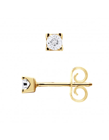0.040 carat diamond earrings - Illusion 0.25 carats - Gold 375 - Utrecht