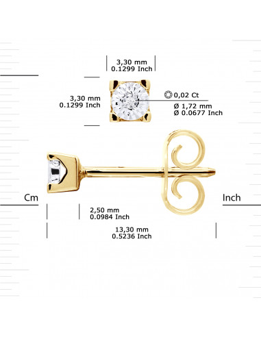 Boucles d'Oreilles Diamants 0,040 Carats -...