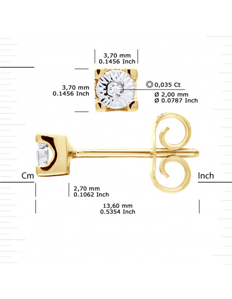 0.070 carat diamond earrings - Illusion 0.40 carats - Gold 375 - Vigo