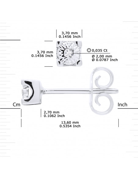 Boucles d'Oreilles Diamants 0,070 Carats - Illusion 0.40 Carats - Or 375 - VIGO