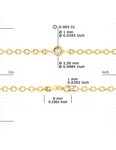 Bracelet Diamants alternés 0.050 Carats -...