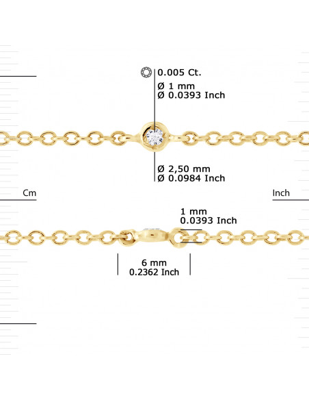 Alternated Diamond Bracelet 0.050 Carats - Forçat String - Gold 375 - Budapest