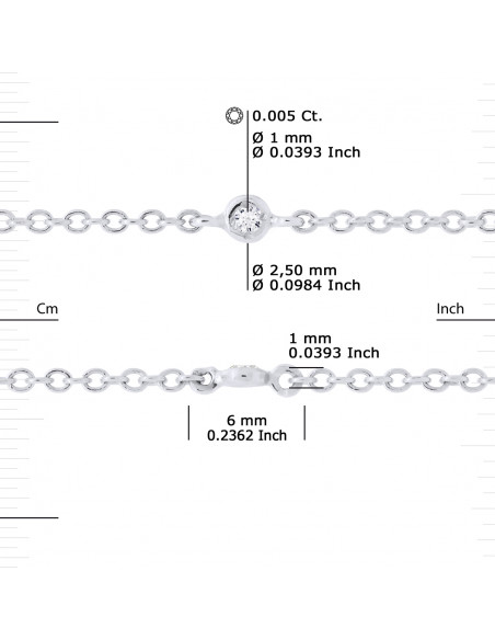 Bracelet Diamants alternés 0.050 Carats - Chaîne Forçat - Or 375 - BUDAPEST