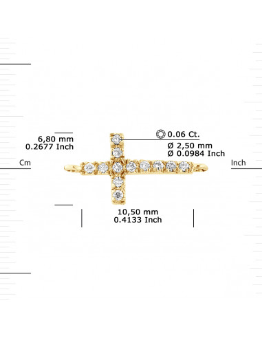 Bracelet Croix Diamants 0.150 Carats - Chaîne...
