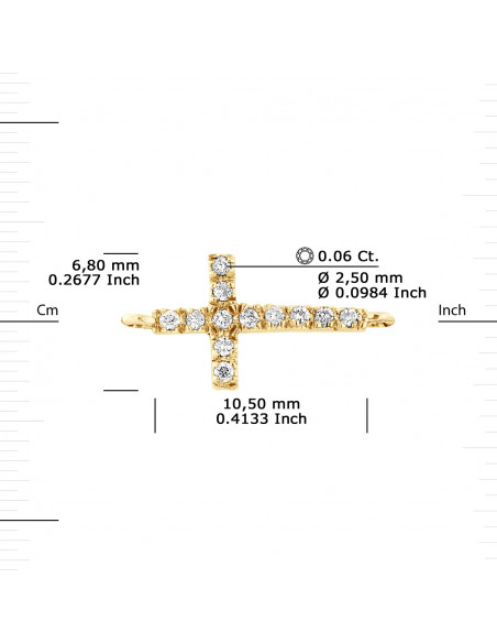 Cross Bracelet Diamonds 0.150 Carats - Chain Forçat - Gold 375 - Roma