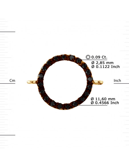 Black Diamond Circle Bracelet 0.20 Carats - Forçat Chain - Gold 375 - Oslo