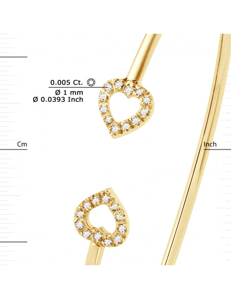 Bracelet Jonc Coeur Diamants 0.120 Carats - Or 375 - GENEVE