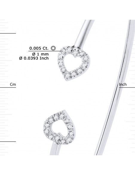Bracelet Jonc Coeur Diamants 0.120 Carats - Or 375 - GENEVE