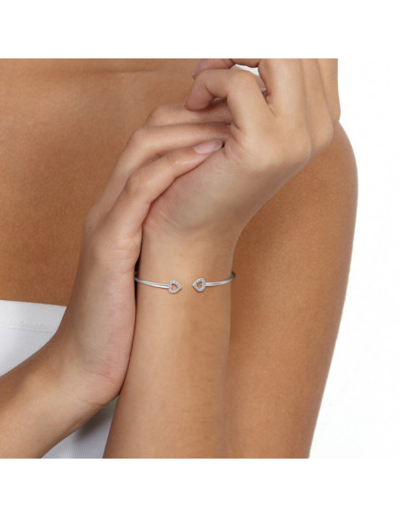 Bracelet Jonc Coeur Diamants 0.120 Carats - Or 375 - GENEVE