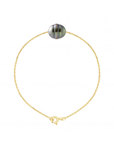 Bracelet Perle de Tahiti Cerclée 9-10 mm -...