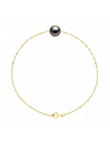 Bracelet Perle de Tahiti Ronde 8-9 mm - Chaîne...