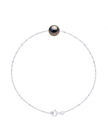 Tahitian Pearl Bracelet Round 8-9 mm - Singapore Chain - Gold 375 - Hani