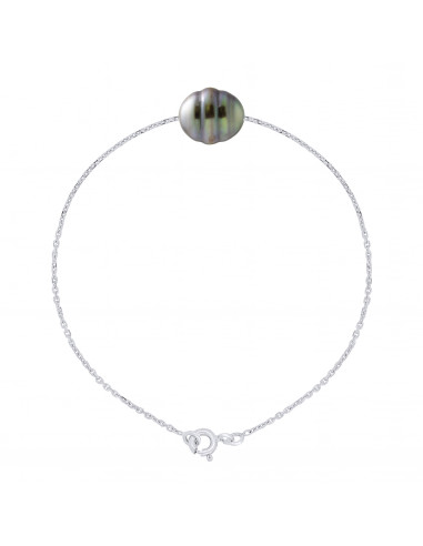 Bracelet Perle de Tahiti Cerclée 9-10 mm -...