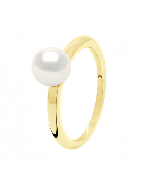 Bague Jonc Perle Ronde 6-7 mm - Or 375 - VALOIS