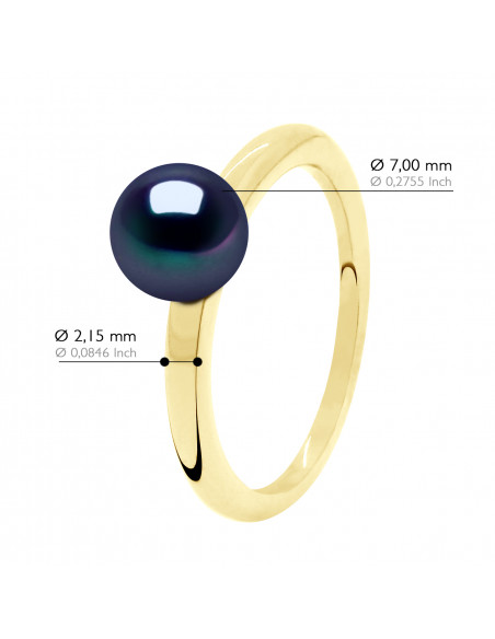Bague Jonc Perle Ronde 6-7 mm - Or 375 - VALOIS