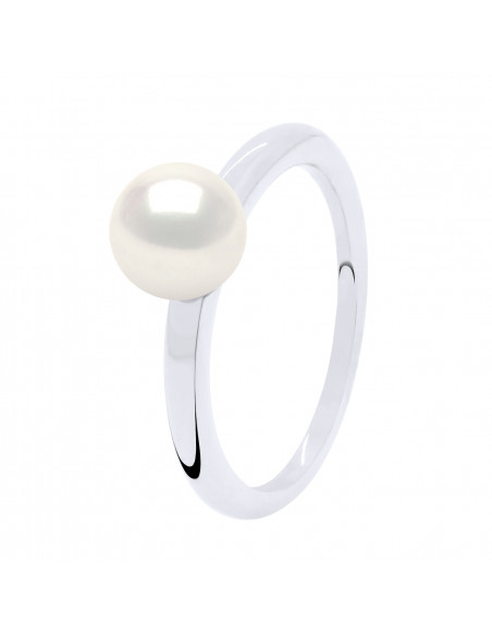 Bague Jonc Perle Ronde 6-7 mm - Or 750 - BOURBON
