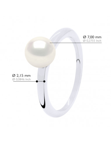 Bague Jonc Perle Ronde 6-7 mm - Or 750 - BOURBON