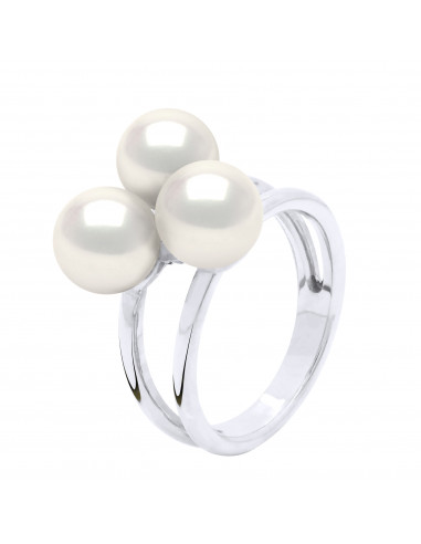 Trilogy Ring 3 Round Beads 7-8 mm - Gold 375 -...