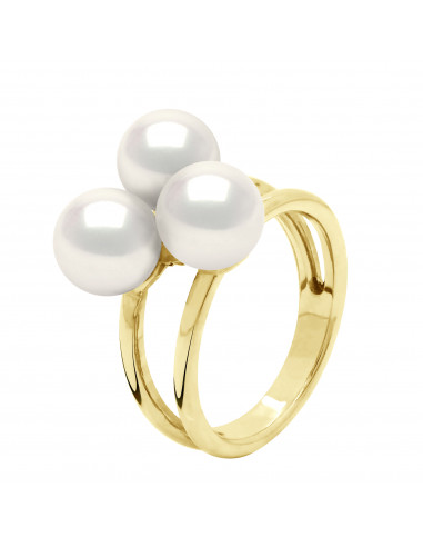 Bague Prestige TRILOGY 3 Perles Rondes 7-8 mm -...