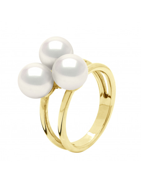 Trilogy Prestige Ring 3 Round Beads 7-8 mm - Gold 750 - Raimbaud