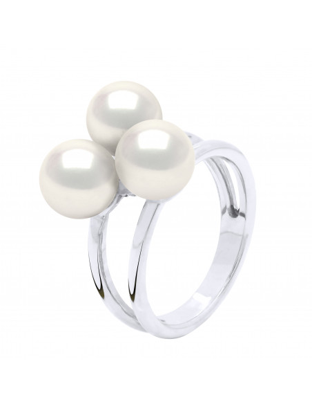 Bague Prestige TRILOGY 3 Perles Rondes 7-8 mm - Or 750 - RAIMBAUD