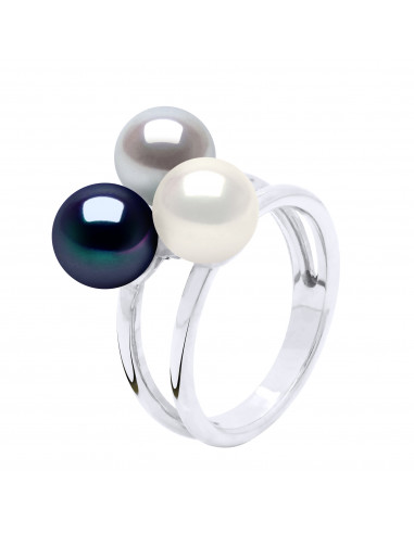 Bague Prestige TRILOGY 3 Perles Rondes 7-8 mm -...