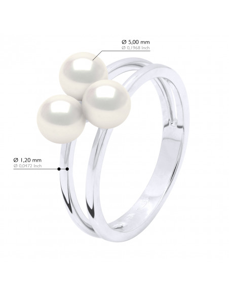Bague TRILOGY 3 Perles Rondes 5-6 mm - Or 375 - CONCORDE