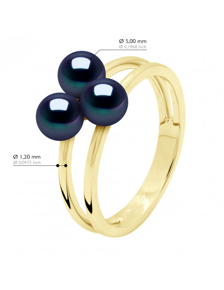 Trilogy Ring 3 Round Beads 5-6 mm - Gold 375 - Concorde