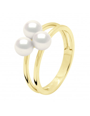 Trilogy Ring 3 Round Beads 5-6 mm - Gold 375 -...