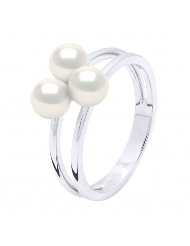 Trilogy Ring 3 Round Beads 5-6 mm - Gold 375 -...