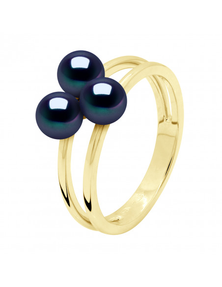 Trilogy Ring 3 Round Beads 5-6 mm - Gold 375 - Concorde