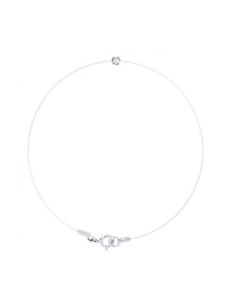 Bracelet Nylon Transparent Diamant 0.030 Cts Serti Griffe - Argent 925 - IBIZA