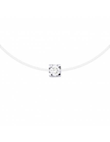 Bracelet Nylon Transparent Diamant 0.030 Cts Serti Griffe - Argent 925 - IBIZA