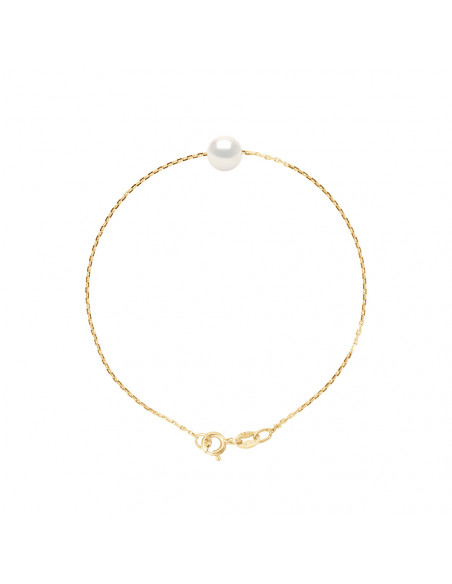 7-8 mm round pearl bracelet - Chain Forçat - Gold 375 - Neuilly